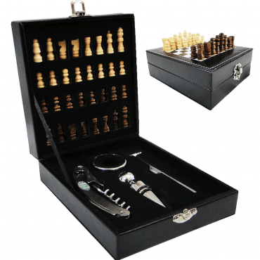 Kit Vinho Metal com Jogo De Xadrez